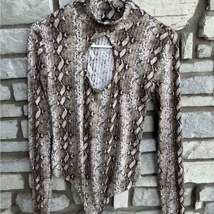 Rue21 Tan Snake Print Keyhole Bodysuit